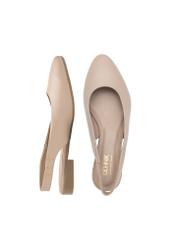 Beige women's ballet flats without a heel BUTYD-1246-1B(W26), product view from above on a white background.