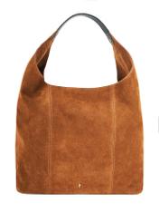 Brown suede women's handbag TORES-1167-88(Z25), product view from the front on a white background.