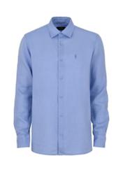 Blue linen men's shirt KOSMT-0321-61(W24)-04