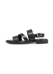 Women's leather sandals in black BUTYD-1152-99(W26), side view of the product on a white background.