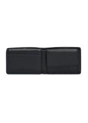Black small leather men's wallet PORMS-0634A-99(Z25), product view inside on white background.