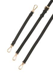 Black compact women's handbag TORES-0981D-99(Z25), view of the detachable straps of the product on a white background.