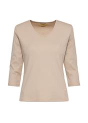 Women's beige V-neck blouse LSLDT-0036-80(Z24)-01