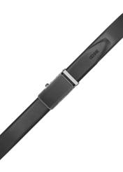 Men's black leather belt PASMS-0276-99(W26), top view of the product on a white background.