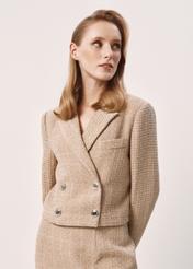 Women's short beige jacket ZAKDT-0029-81(Z23)-01