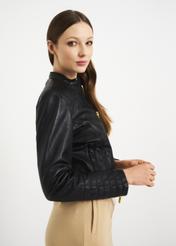 Women's leather jacket with stitching KURDS-0322-1211(KS)-04