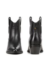 Women's leather ankle boots BUTYD-1209-99(Z25), front and back product view on white background.