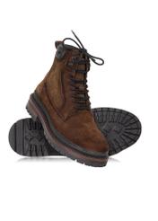 Brown leather men's ankle boots BUTYM-0423B-1I(Z26), diagonal product view on white background.
