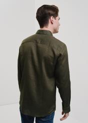 Dark green linen men's shirt KOSMT-0321-54(W24)-02