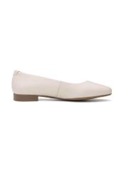 Cream leather women's ballet flats BUTYD-1049B-0B(W26), product view from the side on a white background.