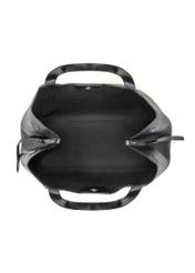 Black leather women's shopper bag TORES-1208-9I(W26), product view inside on white background.