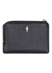 Black leather women's wallet PORES-1019-9I(Z26), front product view on white background.