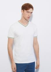 Men's white and green T-shirt TSHMT-0069-12(W24)-02