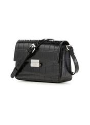Elegant black croco women's handbag TOREC-1251-9G(Z26) - diagonal product view, on a white background.