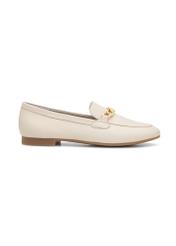 Women's cream leather loafers with chain BUTYD-0914A-0B(W26)