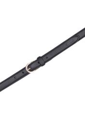 Black leather women's belt PASDS-0344-99(Z26), product view from above on white background.