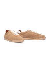 Beige leather sports shoes BUTYM-0534-1B(W26), diagonal product view on white background.