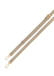 Beige women's handbag with monogram TOREC-1180-1P(W26), close-up view of the product detail on a white background.