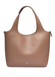 Beige women's shopper bag TOREC-1259-1B(Z26) - front product view, on white background.