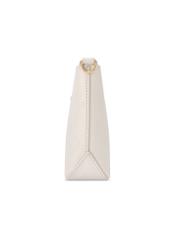Cream women's handbag with monogram TOREC-1159-0B(W26), side view of the product on a white background.