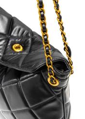 Black quilted women's handbag TOREC-1058-99(Z25), close-up of the product detail on a white background.