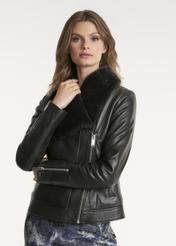 Women's insulated leather jacket KURDS-0336-5554(Z22)-01