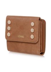 Brown leather women's wallet with rivets PORES-0853-88(W23)-03