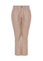 Women's beige leather pants SPODS-0026-1187(W22)-04