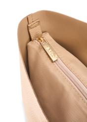 Beige women's shopper bag TOREC-1208-1A(W26), close-up of the product detail on a white background.