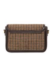 Small brown checkered handbag TOREC-1328-1P(Z26), back view of the product on a white background.