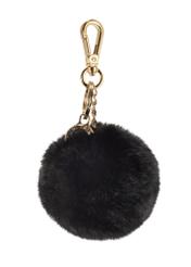 Black pompom keychain BRELOK-117A-99(Z25), front product view on white background.