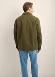 Men's green transitional jacket KURMT-0440-8B(Z26), product view from the back on the model. Half of the silhouette visible.