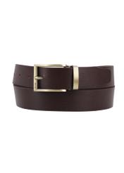 Men's dark brown leather belt PASMS-0289-1I(Z26), front product view on white background.