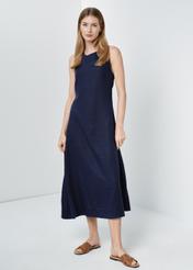 Long navy blue dress with thick straps SUKDT-0192-68(W24)-04