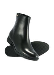 Black leather women's ankle boots BUTYD-1193-99(Z25) - top view of the product on a white background.