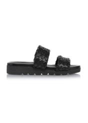 Black leather platform flip-flops BUTYD-1063-99(W24)-01