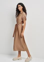 Brown long dress with short sleeves SUKDT-0180A-24(W25)