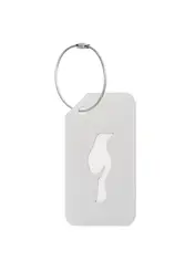 Silver luggage tag AW-012-0003-9A(W26), front product view on white background.