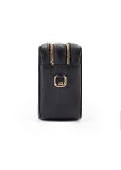 Women's leather handbag in black color TORES-1153-99(Z25), side view of the product on a white background.