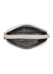 Small leather cream women's handbag TORES-0466C-12(W25) - top view on white background.