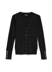 Black women's cardigan with buttons KARDT-0044-99(Z24), front product view on white background.
