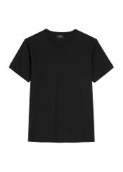 Black basic men's T-shirt with logo TSHMT-0088-99(W25), front product view on white background.