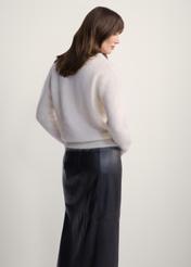 Cream women's mohair sweater SWEDT-0235-12(Z25), product view from the back on the model, half of the silhouette visible.