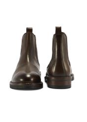 Men's brown leather Chelsea boots BUTYM-0521-1I(Z26), front and back product view on white background.
