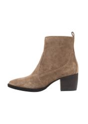 Women's suede ankle boots in cool beige color BUTYD-1005A-1K(Z26), side view of the product on a white background.
