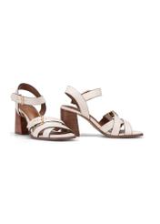 Women's leather sandals in cream color BUTYD-1177-0B(W26) - product view slightly diagonal, on a white background.