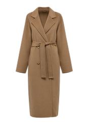 Long beige women's coat PLADT-0053-81(Z24) pic. 4