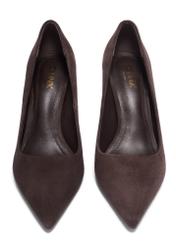 Women's brown suede stilettos BUTYD-1131A-1H(Z26). Front view on white background.