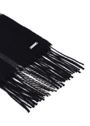 Grey women's plaid scarf SZADT-0100-9J(Z26), close-up of product detail on a white background.