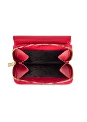 Small red leather women's wallet PORES-0802G-42(Z25), product view inside on white background.